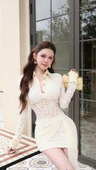 Đầm Ren TD Nút Cổ Sơ Mi