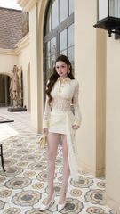 Đầm Ren TD Nút Cổ Sơ Mi