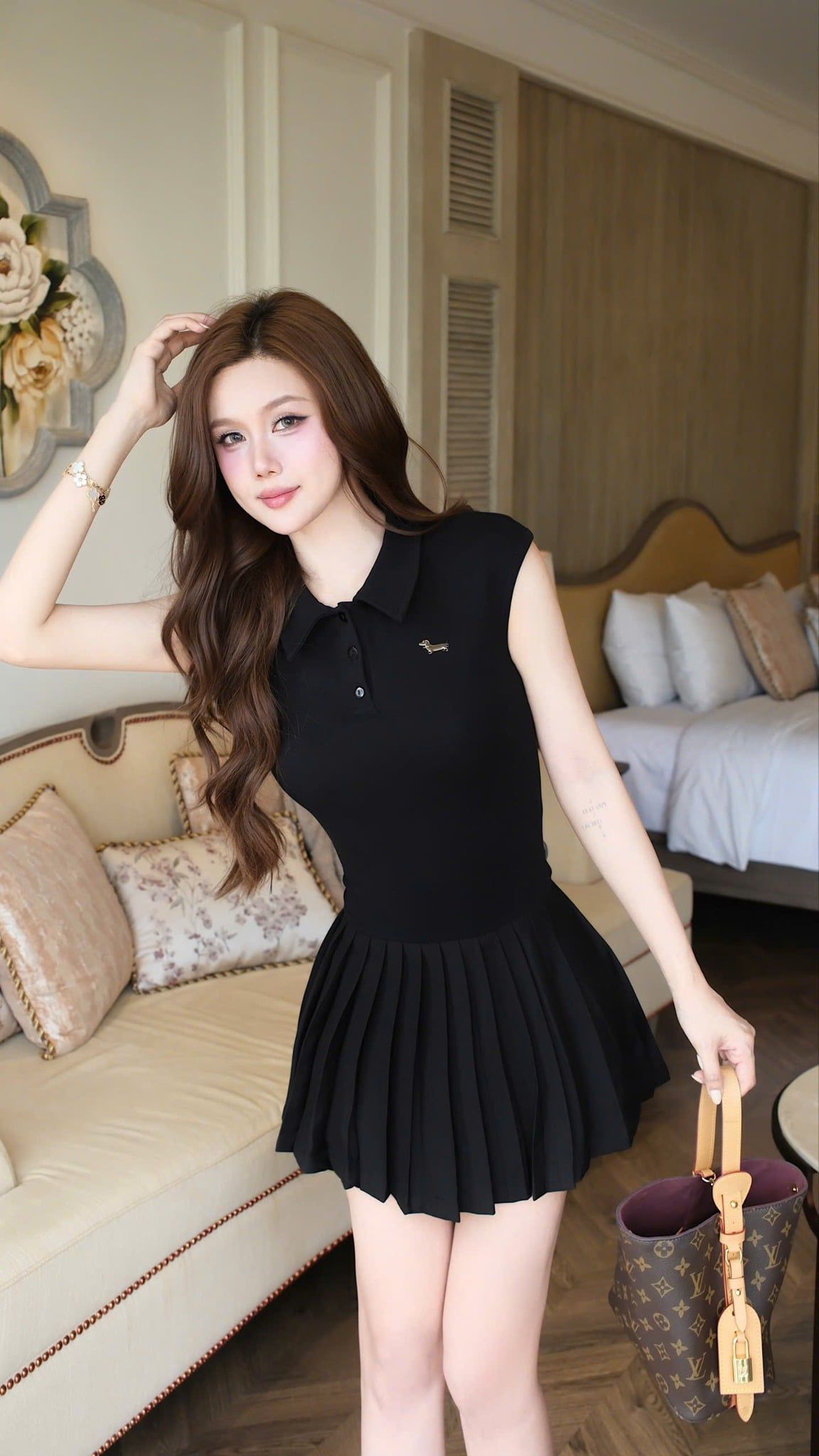 Đầm Xòe Cổ SM Xếp Ly Nhỏ