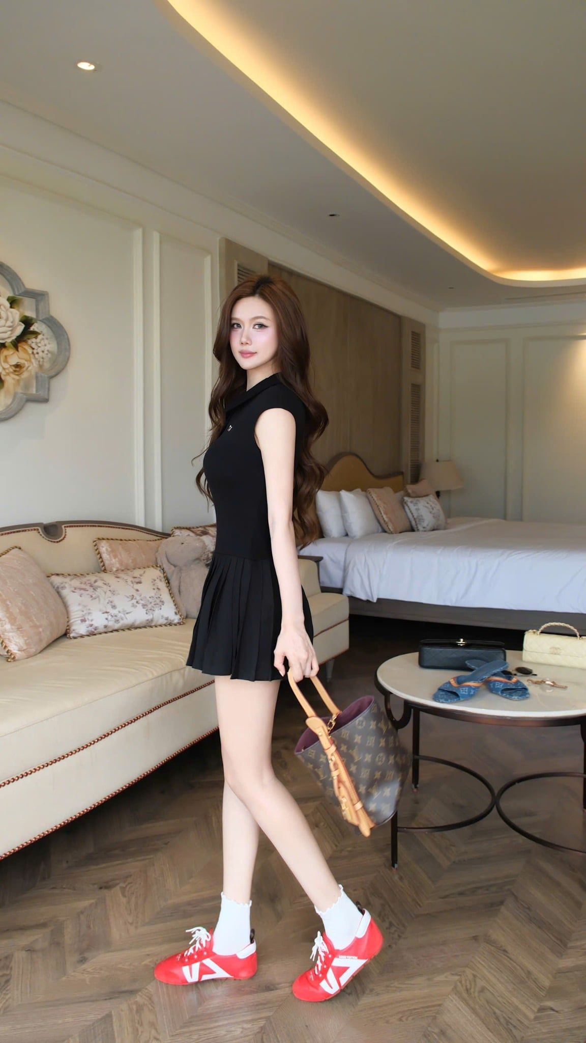 Đầm Xòe Cổ SM Xếp Ly Nhỏ