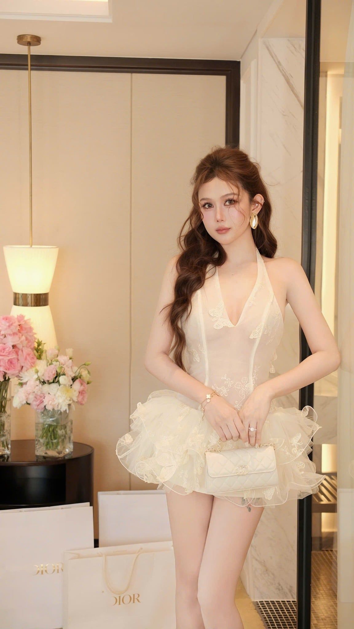 Đầm Yếm Lưới Tùng Ren