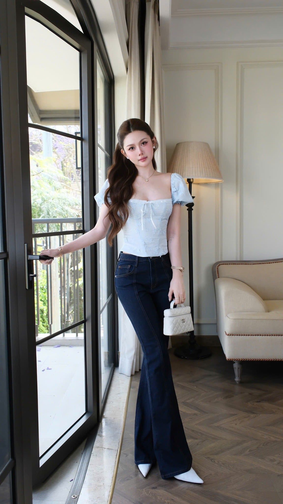 Áo Xô Tay Phồng Thêu Hoa