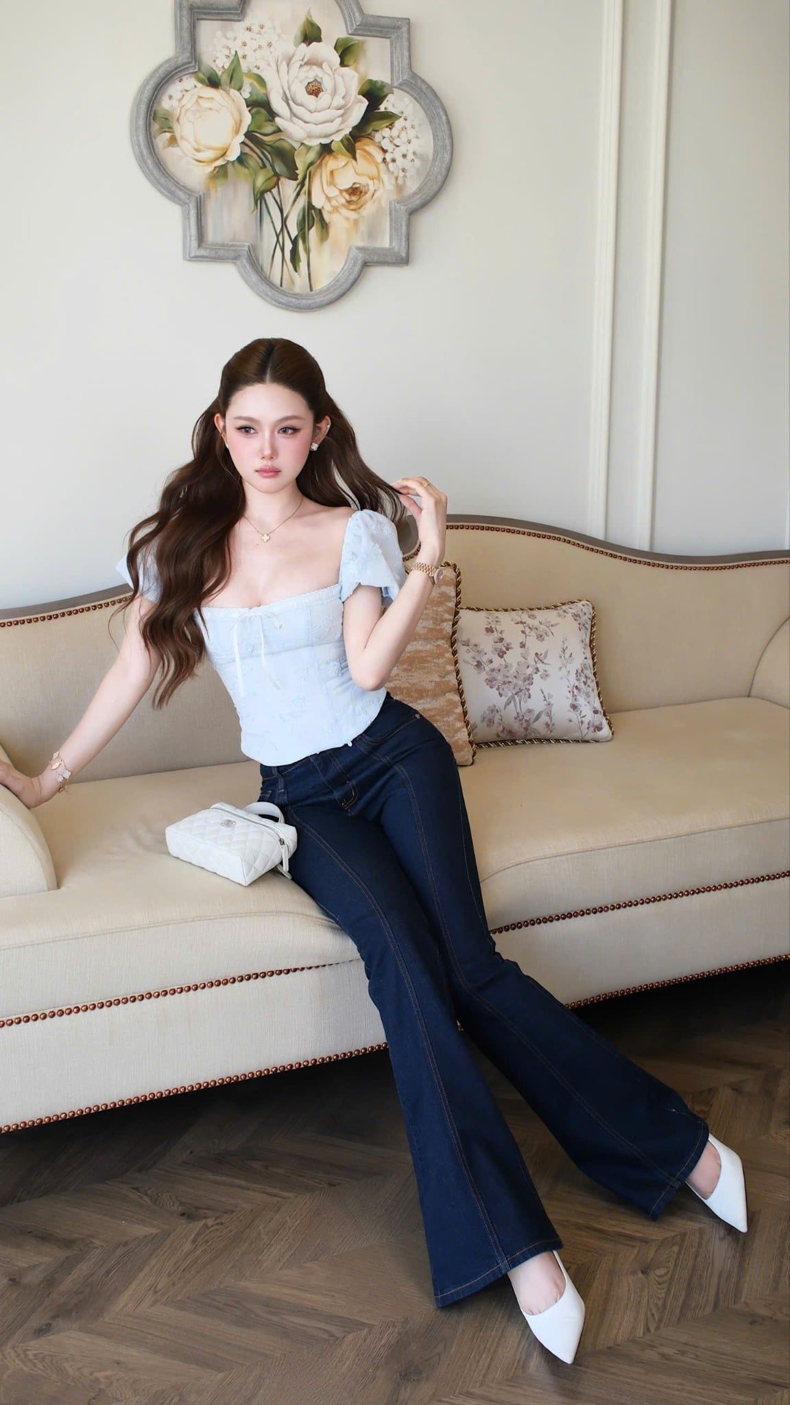 Áo Xô Tay Phồng Thêu Hoa