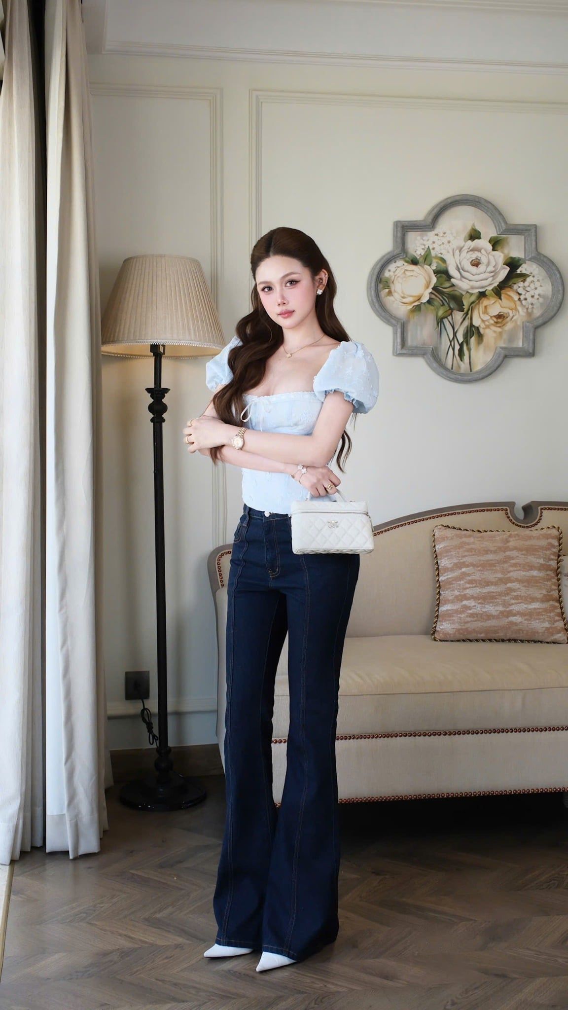 Áo Xô Tay Phồng Thêu Hoa