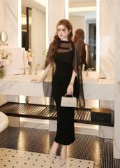 Đầm Body Chéo Ngực Charm Kèm Khăn Choàng