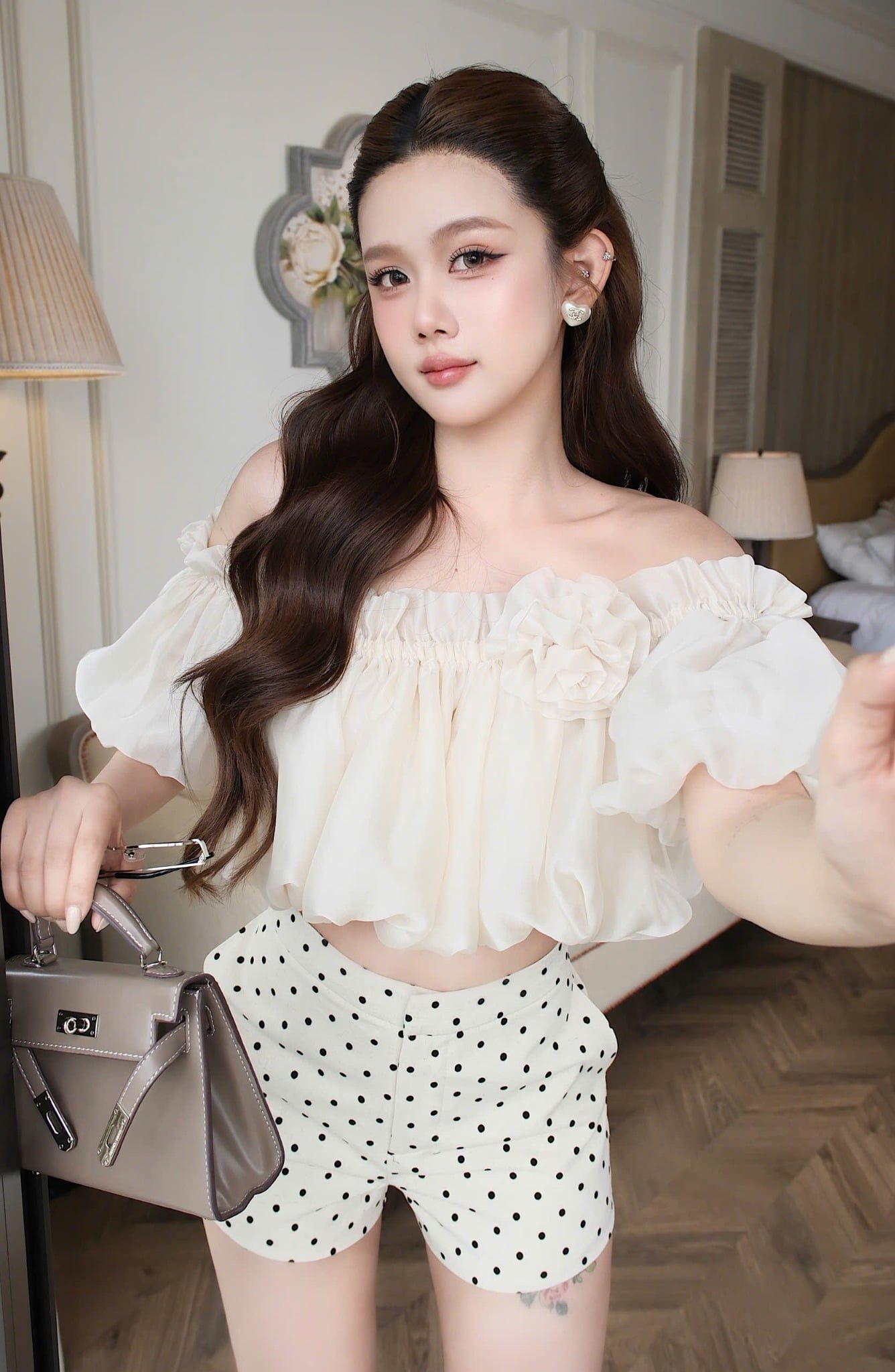 Áo Voan Bẹt Vai Tay Phồng