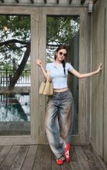 Áo Thun Tay Con Viền Nút