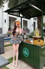 Đầm Bí Nhún Eo Khoét Ngực
