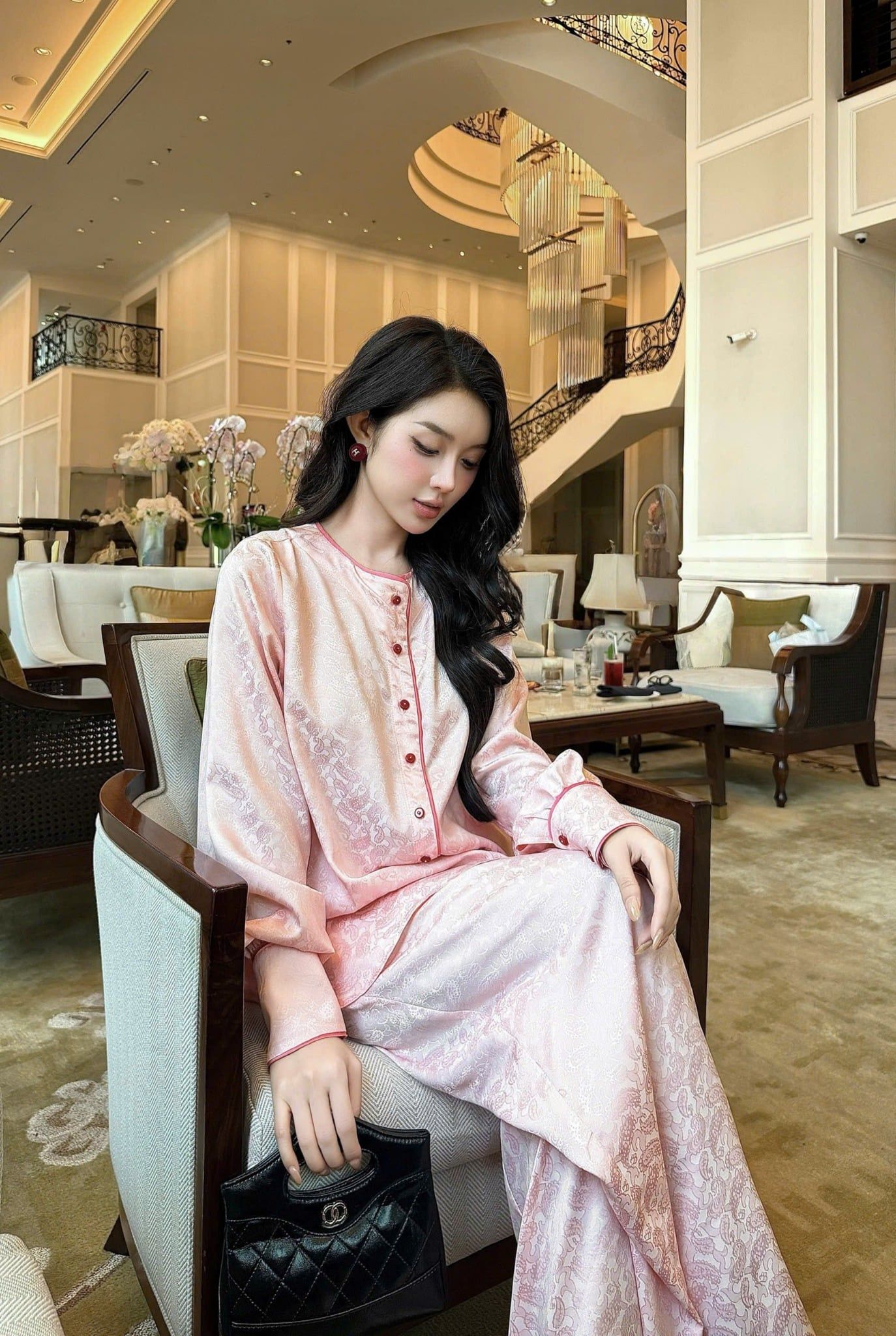 Set Bà Ba Họa Tiết Tay Phồng