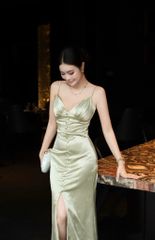 Đầm Lụa Nơ Nổi Nút Bọc