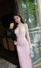 Đầm Lụa Cổ V Phối Ren