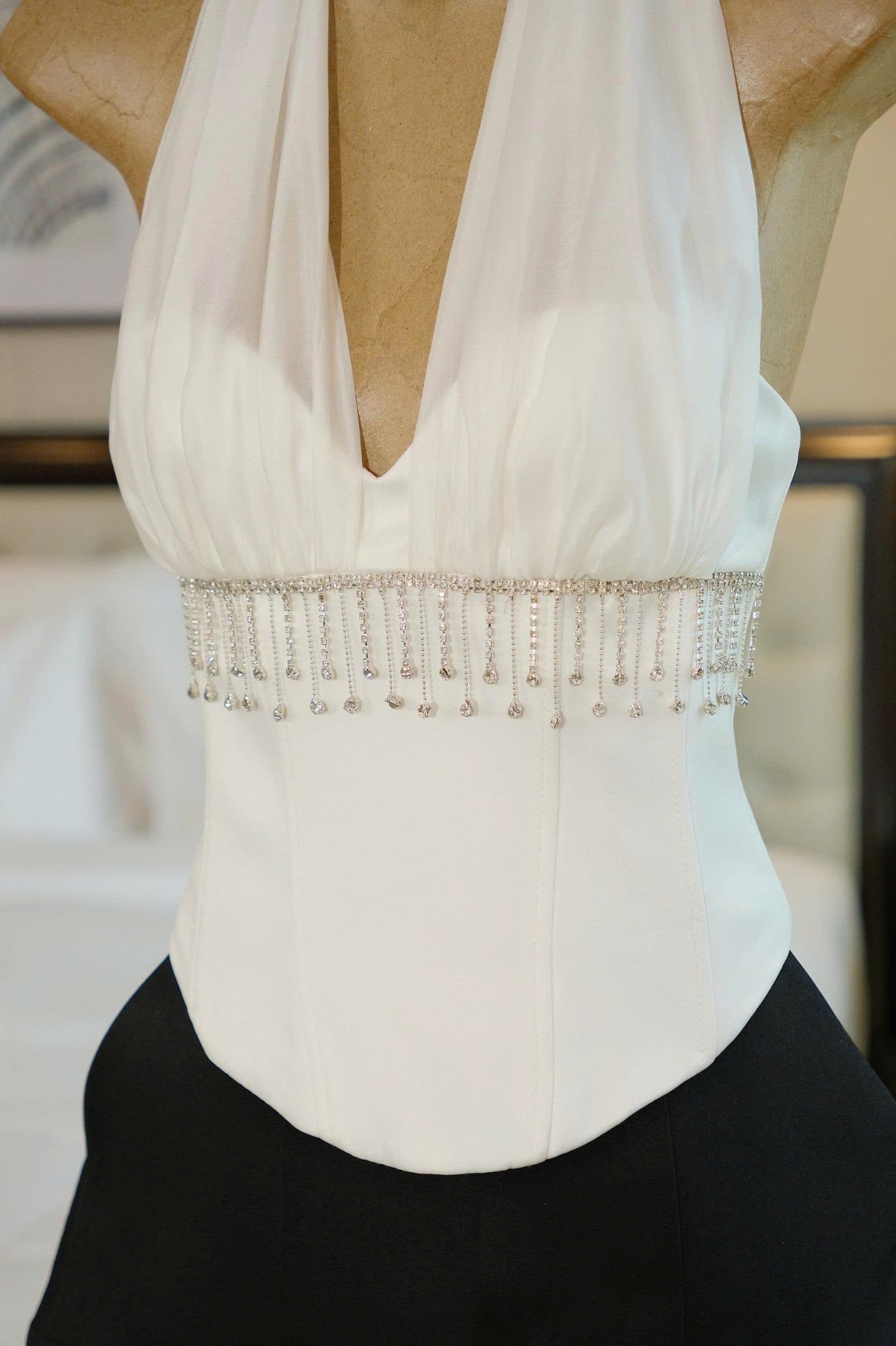 Áo Yếm Voan Corset Viền Đá