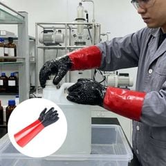 Găng Tay PVC Phủ Hạt Cao Su Chống Hóa Chất Chống Dầu Và Axit