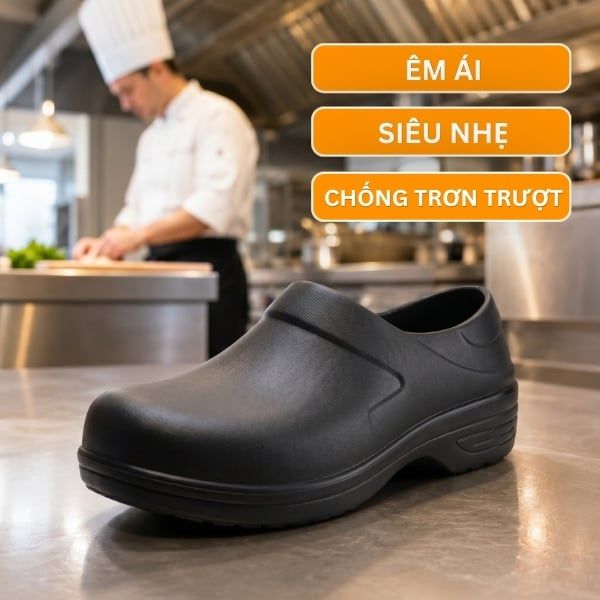 Giày bảo hộ đầu bếp HESTIA siêu nhẹ, chống trượt tốt, mang cực êm chân