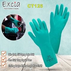 Găng Tay Cao Su Chống Hóa Chất Excia CT125 Màu Xanh Chiều Dài 33CM Dày 0.40mm