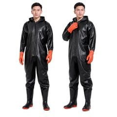 Quần Áo Bảo Hộ Liền Ủng Có Mũ Trùm Đầu Cao Su Lội Nước Chống Hóa Chất Chuyên Dụng Hỗ Trợ Câu Cá, Đánh Lưới, Trục Vớt, Vệ Sinh