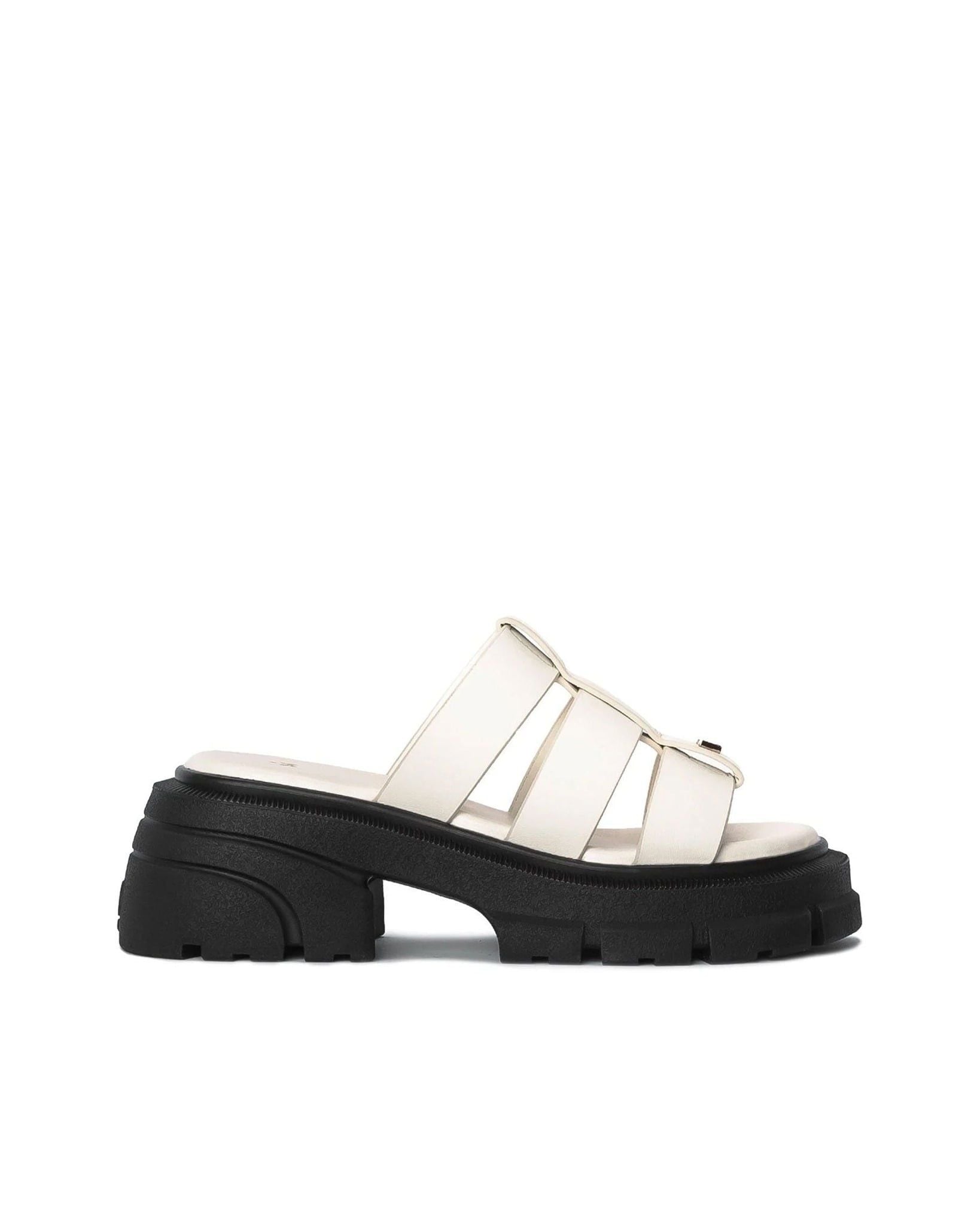 THE QUEEN WOLF CAGE SANDAL - CREAM WHITE