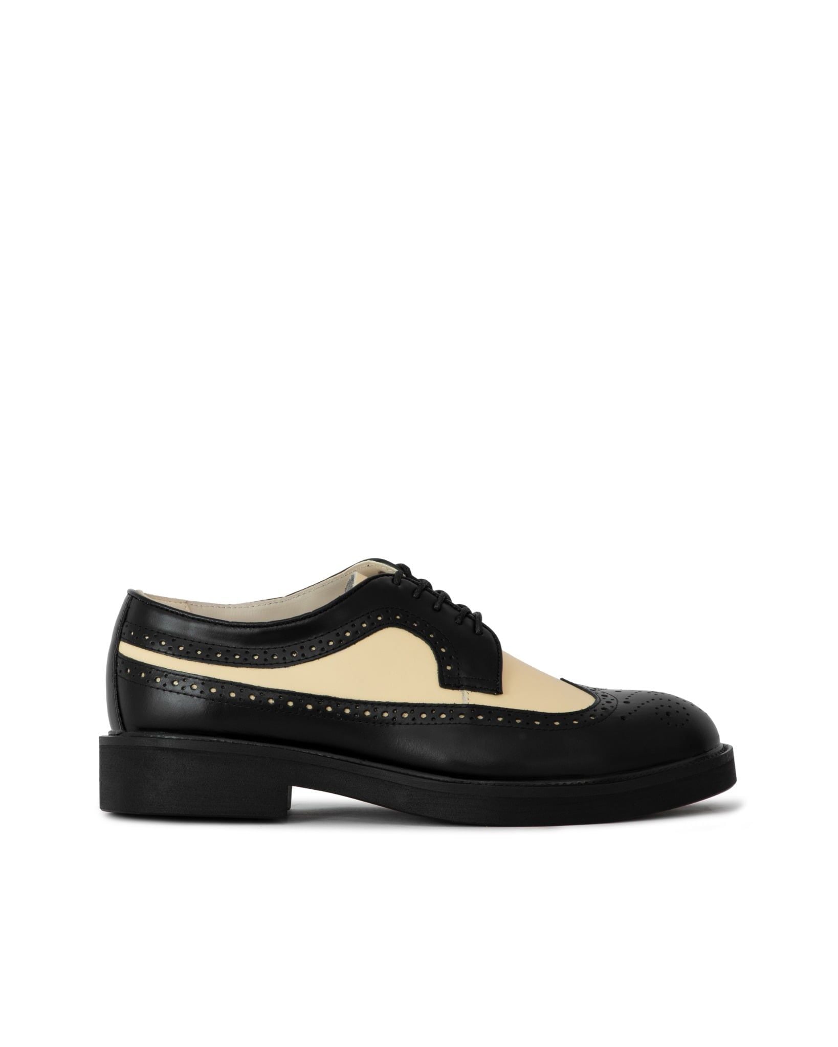 THE SEAN WOLF BROGUE DERBY - BLACK OFF WHITE