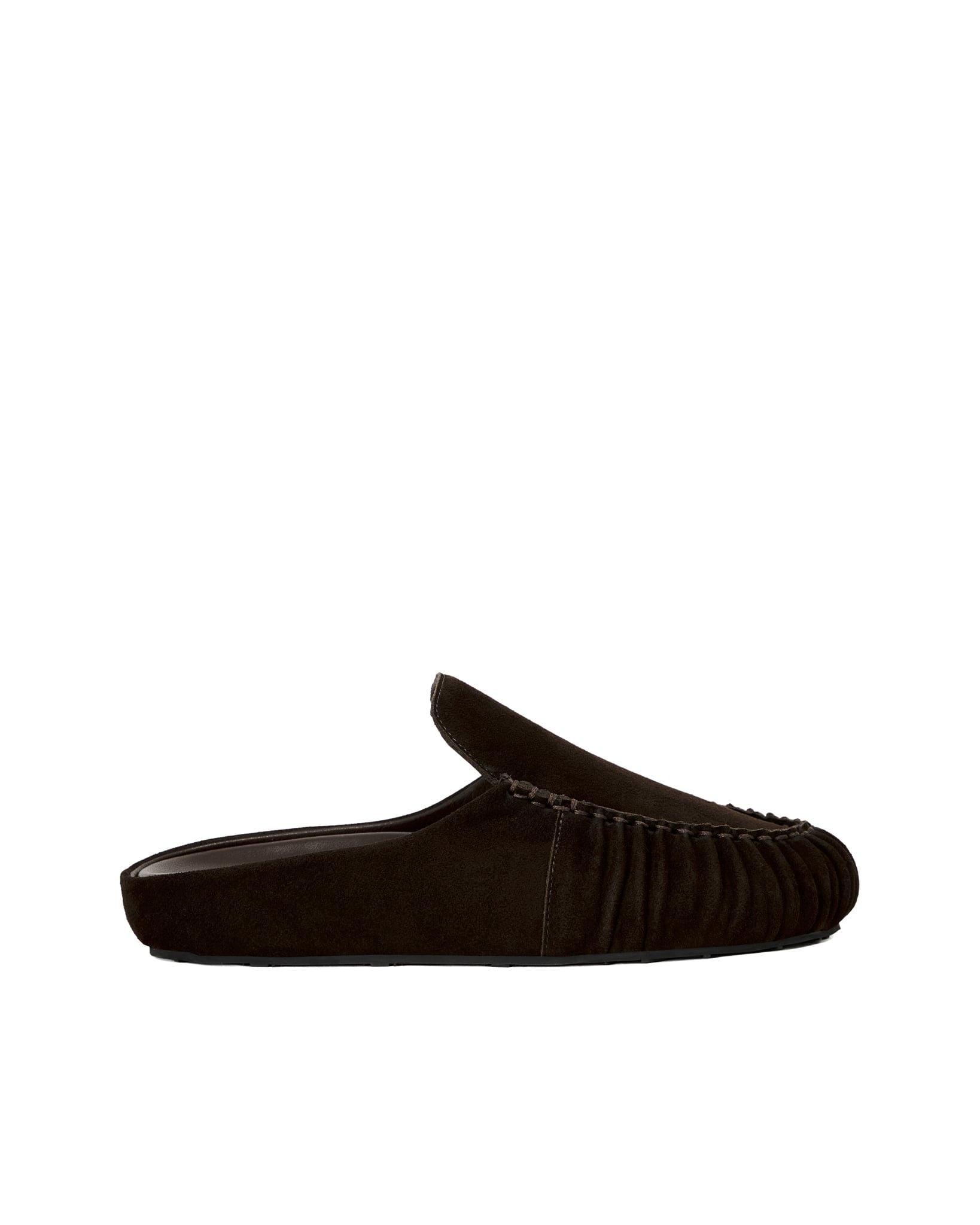 THE STACK WOLF MULE SANDAL - DARK BROWN SUEDE