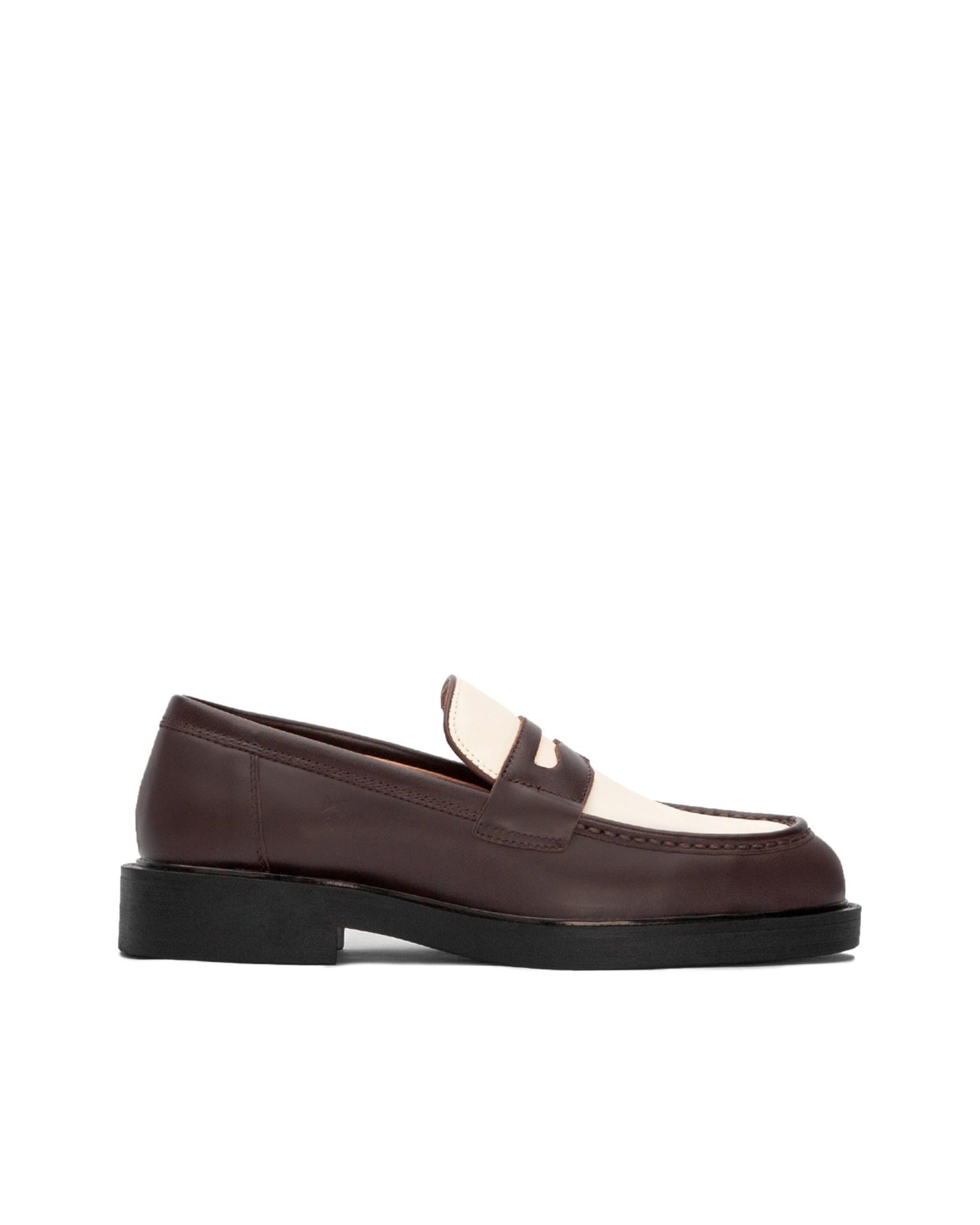 THE SEAN WOLF PENNY LOAFER - BROWN & OFF-WHITE
