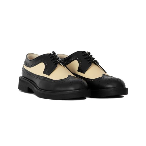  THE SEAN LADY WOLF BROGUE DERBY - BLACK OFF WHITE 
