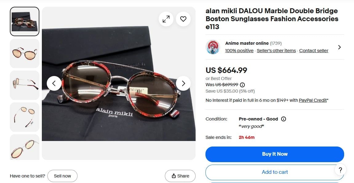  Alain Mikli Dalou A02027 005 blue pointille light gold sunglasses 