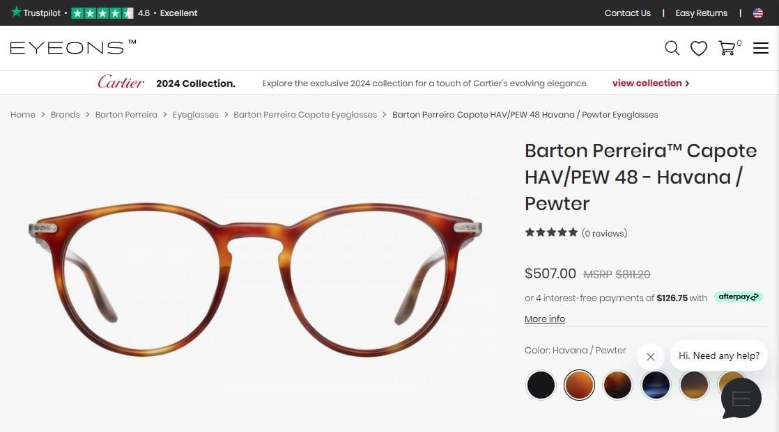  Barton Perreira Capote Havana Pewter titanium eyeglasses 