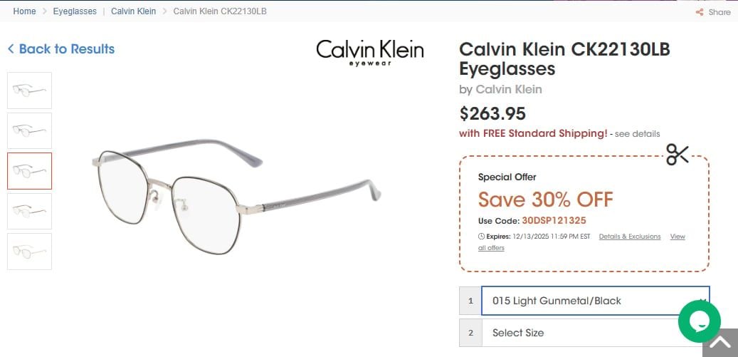  Calvin Klein CK22130LB 015 titanium low bridge eyeglasses 