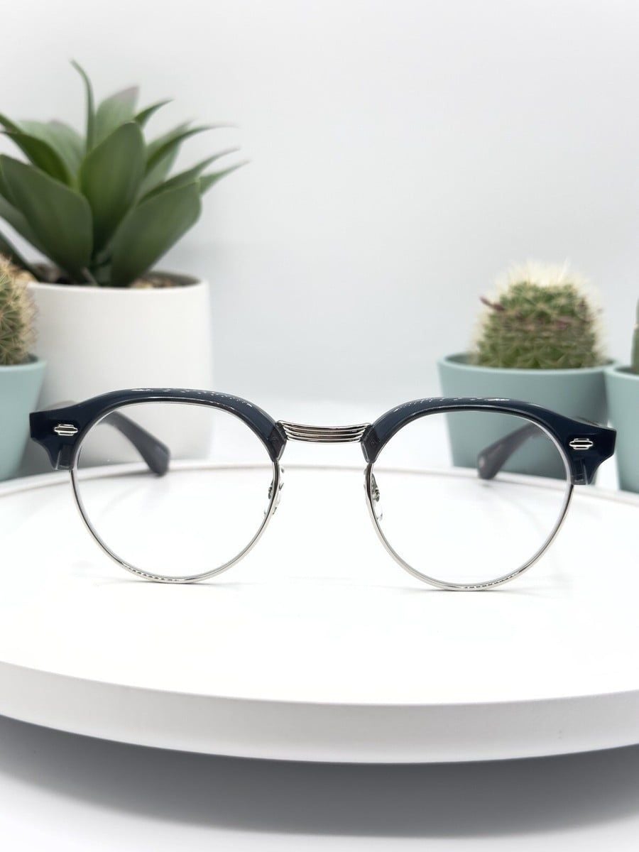  Garrett Leight Oakwood Navy Silver eyeglasses 