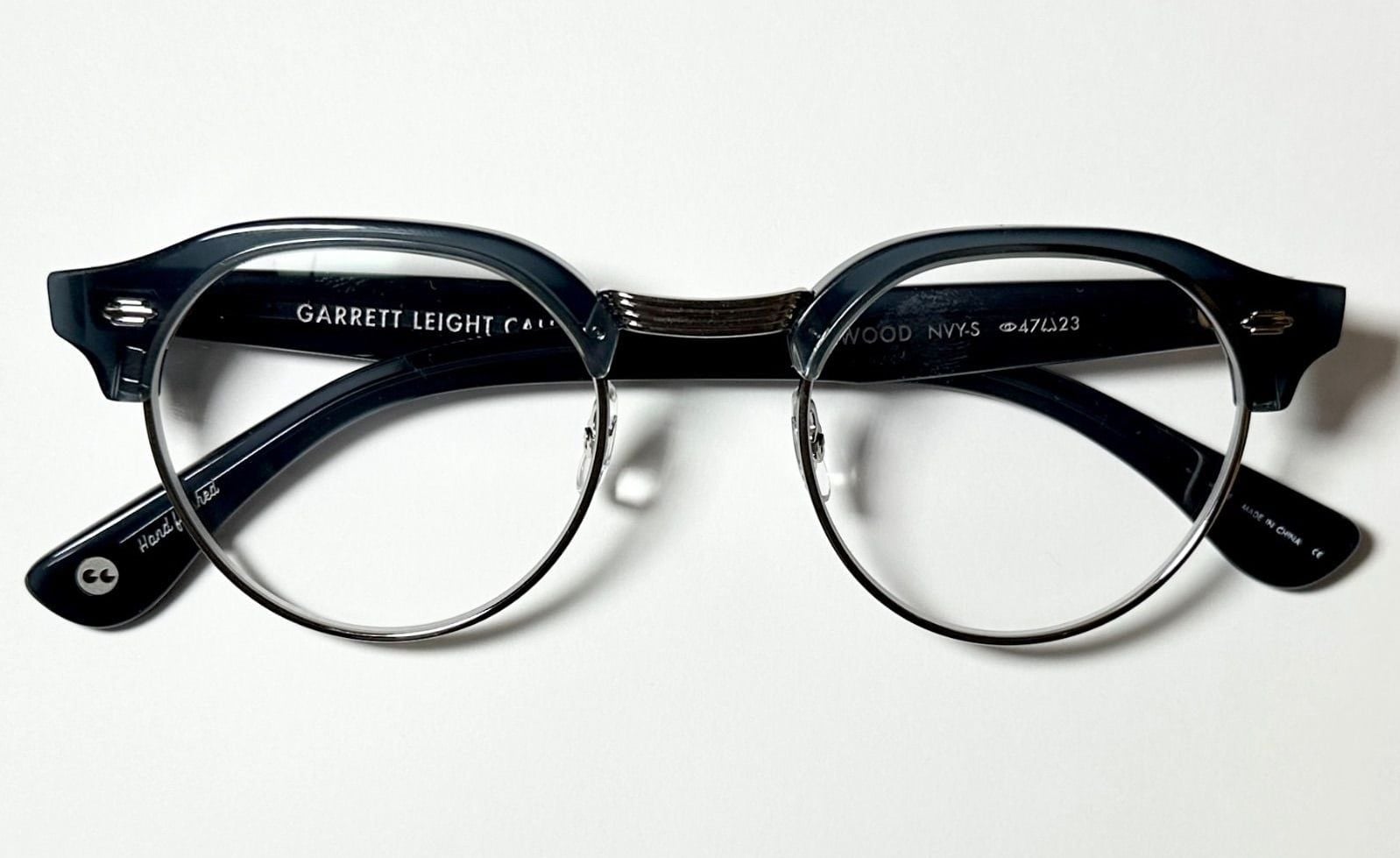  Garrett Leight Oakwood Navy Silver eyeglasses 