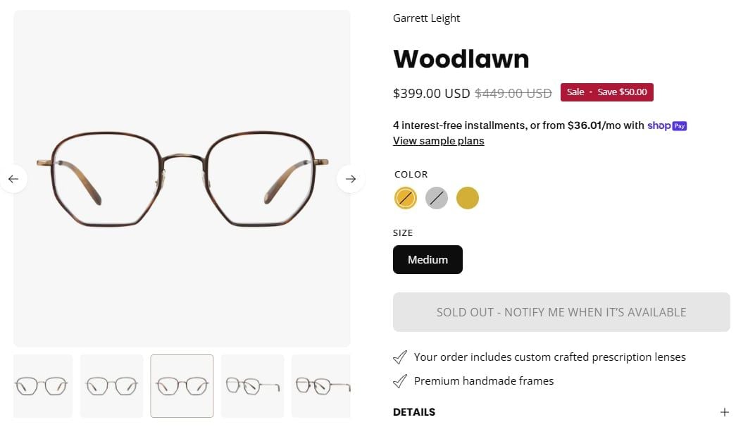  Garrett Leight Woodlawn TE-G-SPT eyeglasses 