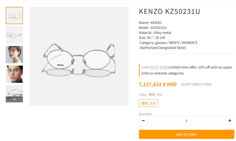  Kenzo KZ50231U silver eyeglasses 