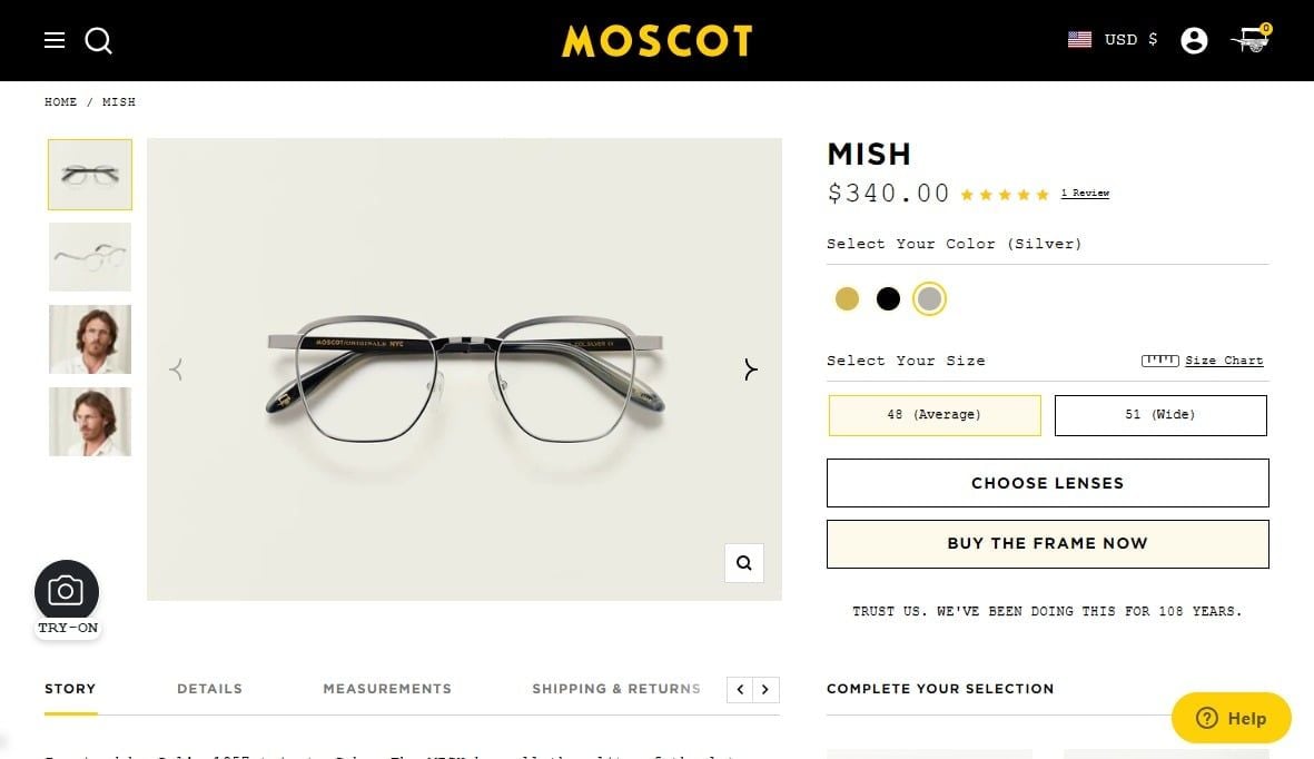  Moscot MISH eyeglasses - silver frame 