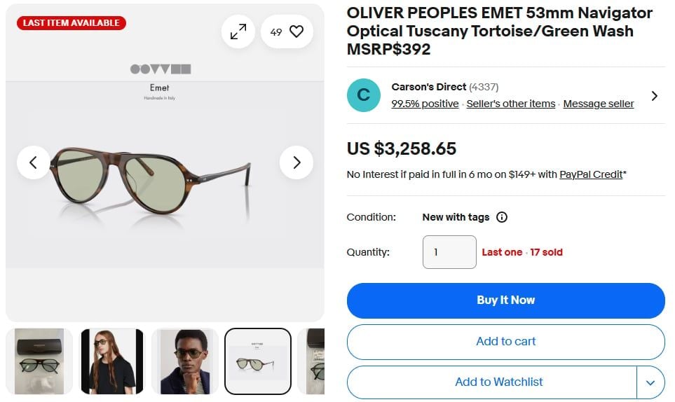  Oliver Peoples EMET eyeglasses 