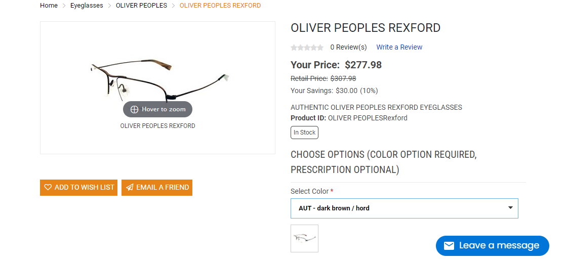  Oliver Peoples Rexford titanium eyeglasses 