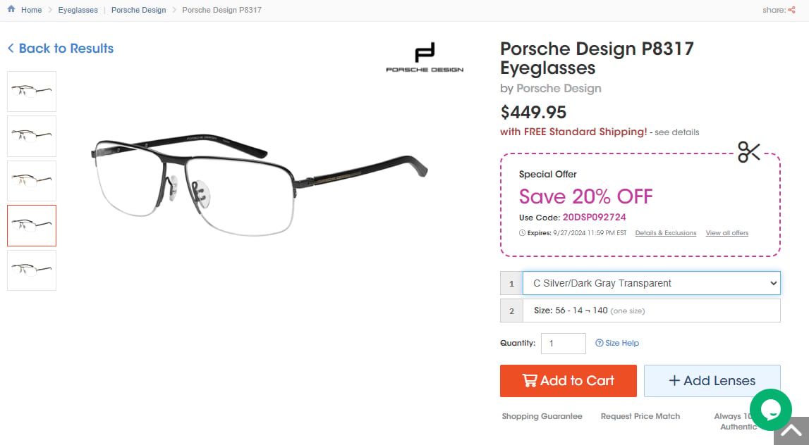  Porsche Design P 8317 C titanium eyeglasses 