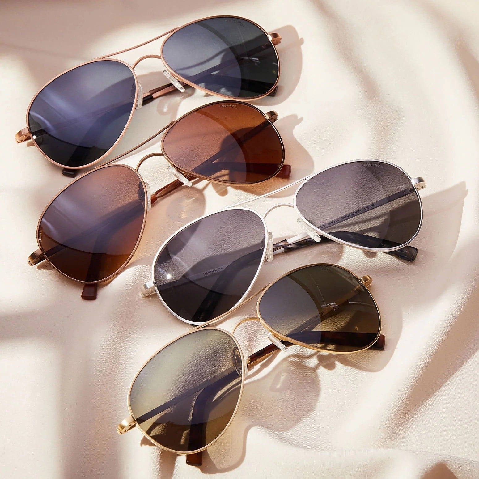  Randolph Amelia Rosegold Aviator Polarized Sunglasses 