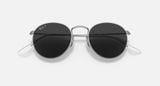  Ray Ban Round Titanium Polished Silver Frame Polarized Black Lenses sunglasses 