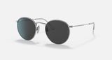  Ray Ban Round Titanium Polished Silver Frame Polarized Black Lenses sunglasses 