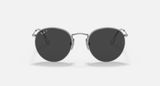  Ray Ban Round Titanium Polished Silver Frame Polarized Black Lenses sunglasses 