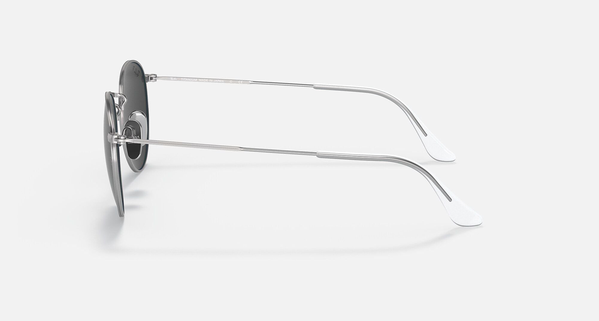  Ray Ban Round Titanium Polished Silver Frame Polarized Black Lenses sunglasses 