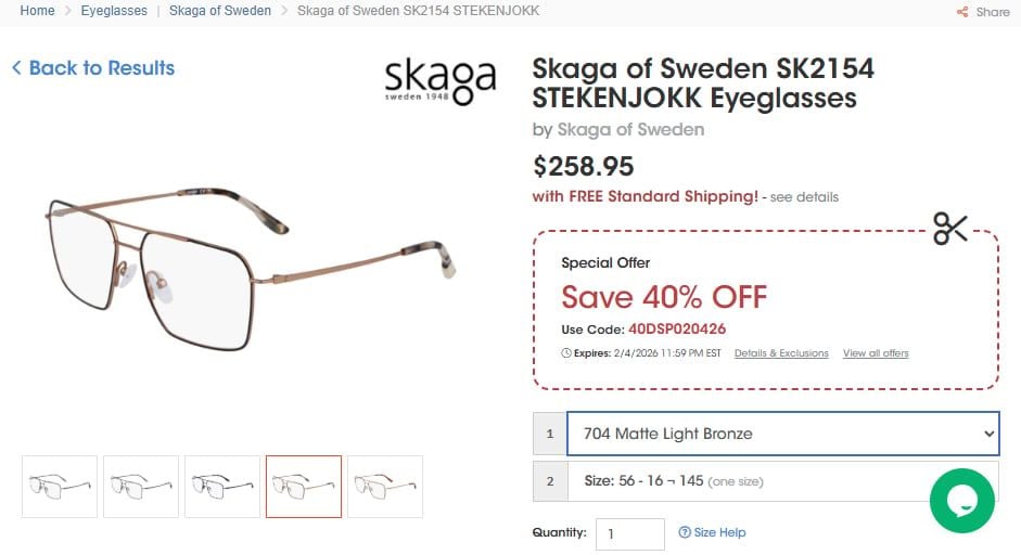  Skaga STEKENJOKK bronze titanium temples eyeglasses 
