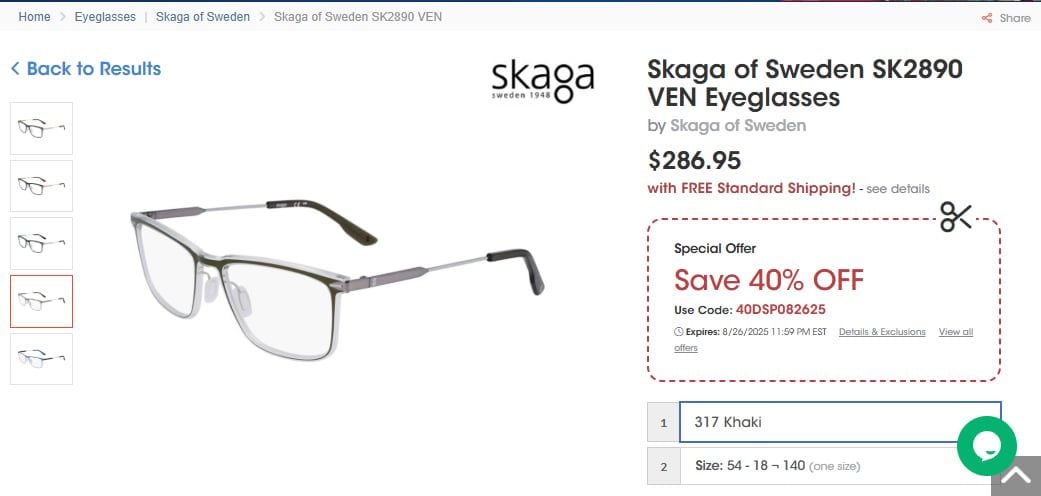  SKAGA SK2890 VEN Khaki titanium temple eyeglasses 