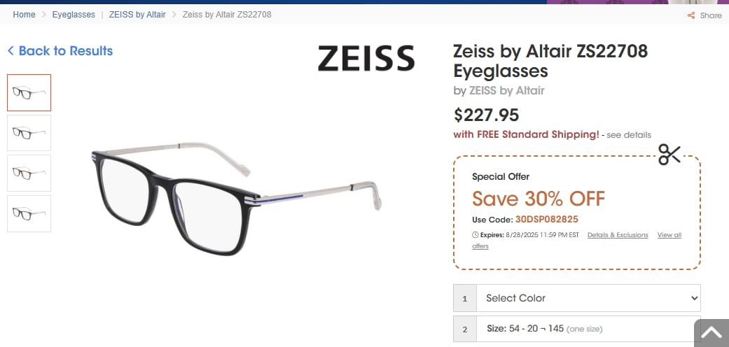  Zeiss ZS22708 001 eyeglasses 