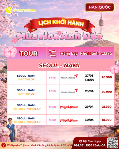 [CHÙM TOUR] TRẢI NGHIỆM MÙA HOA ANH ĐÀO CÙNG V-ONE TRAVEL
