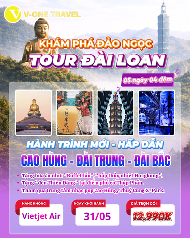 [TOUR HOT 5 VÉ CUỐI] ĐẢO NGỌC ĐÀI LOAN – 5N4Đ