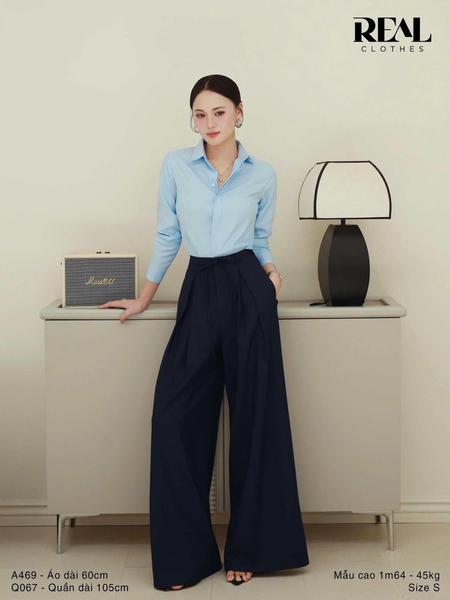 Sơ mi cổ Đức blue