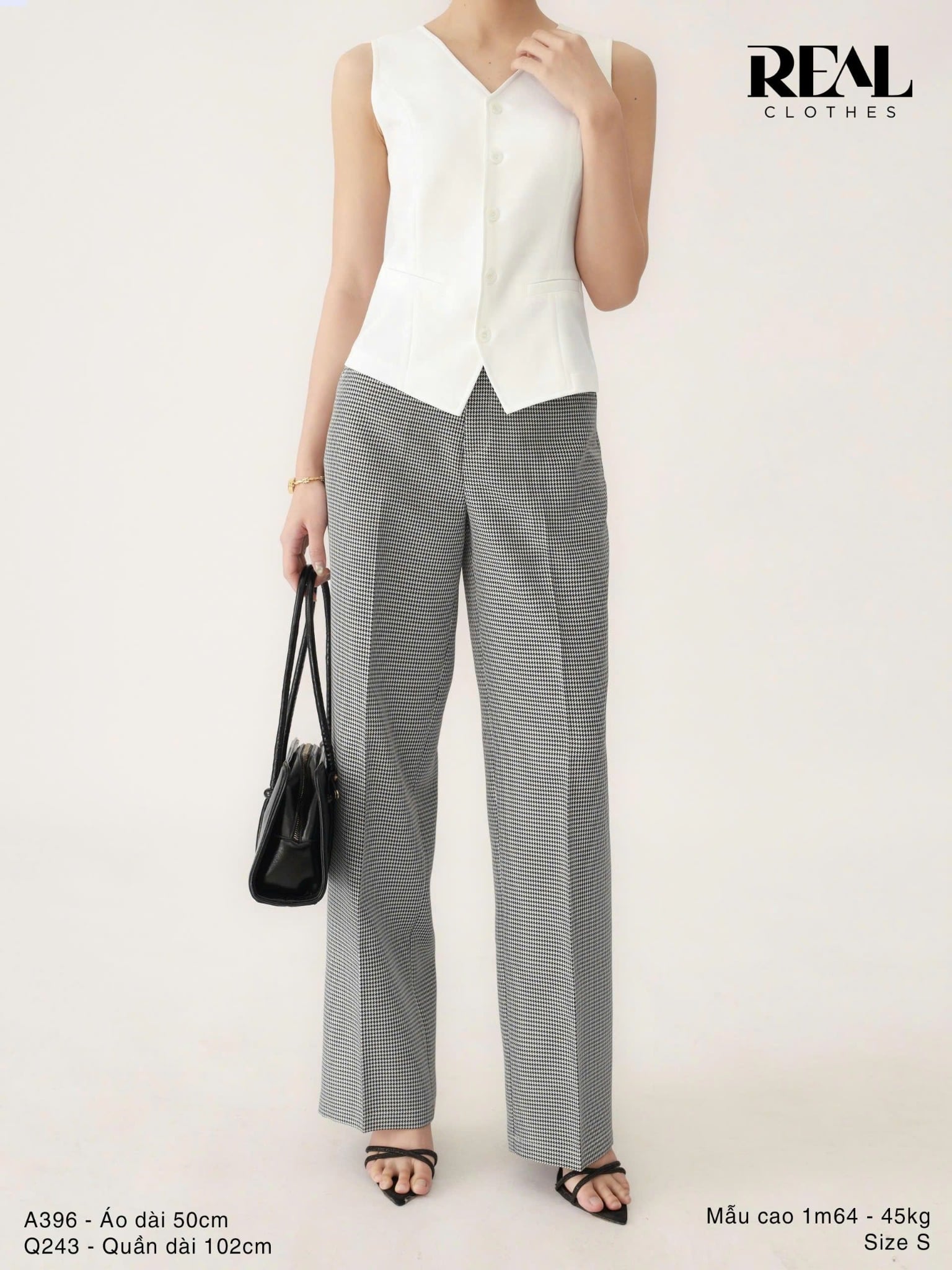 Quần suông Paris zigzag đen