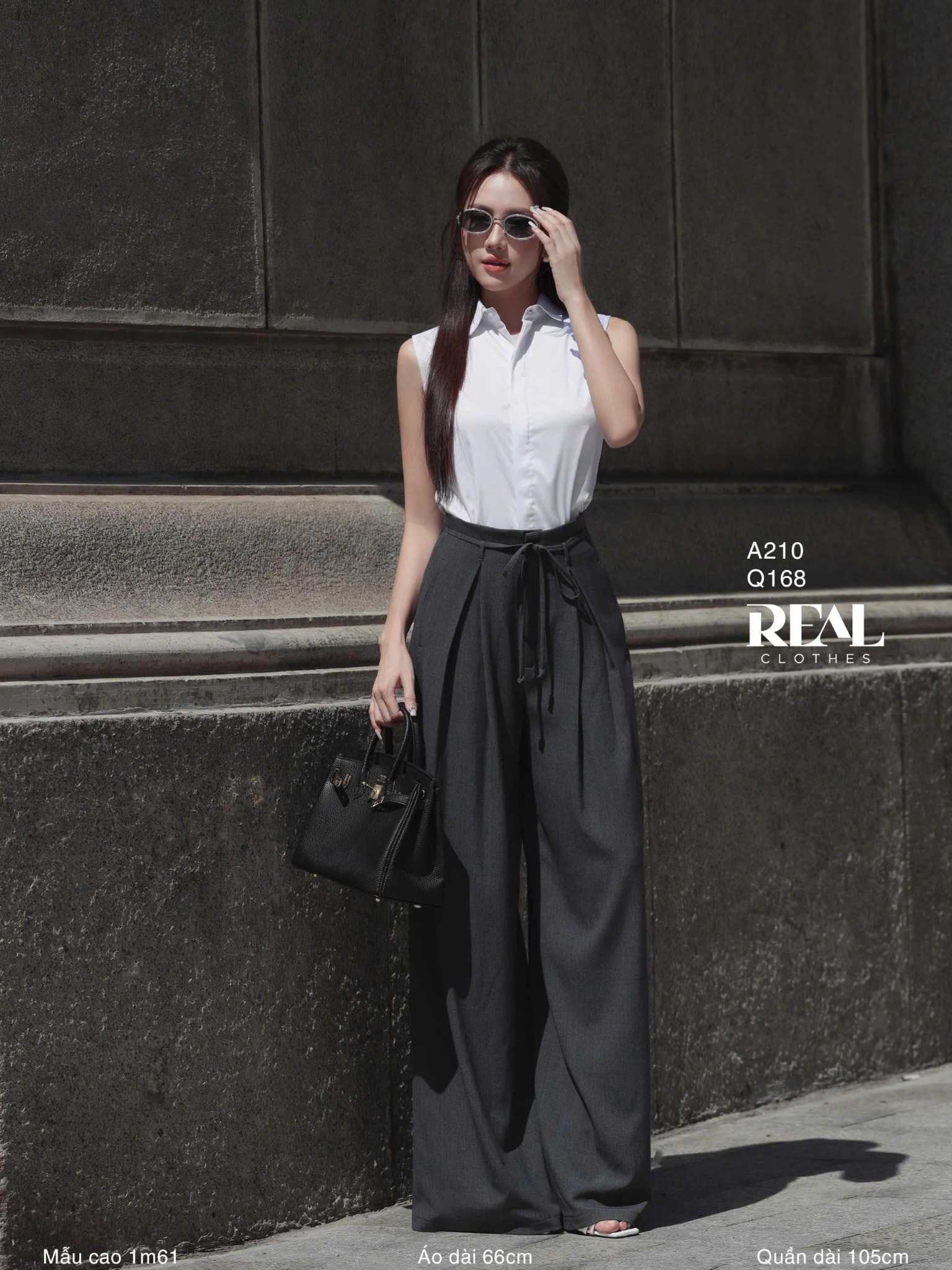 Quần ống rộng xám đậm - size XS