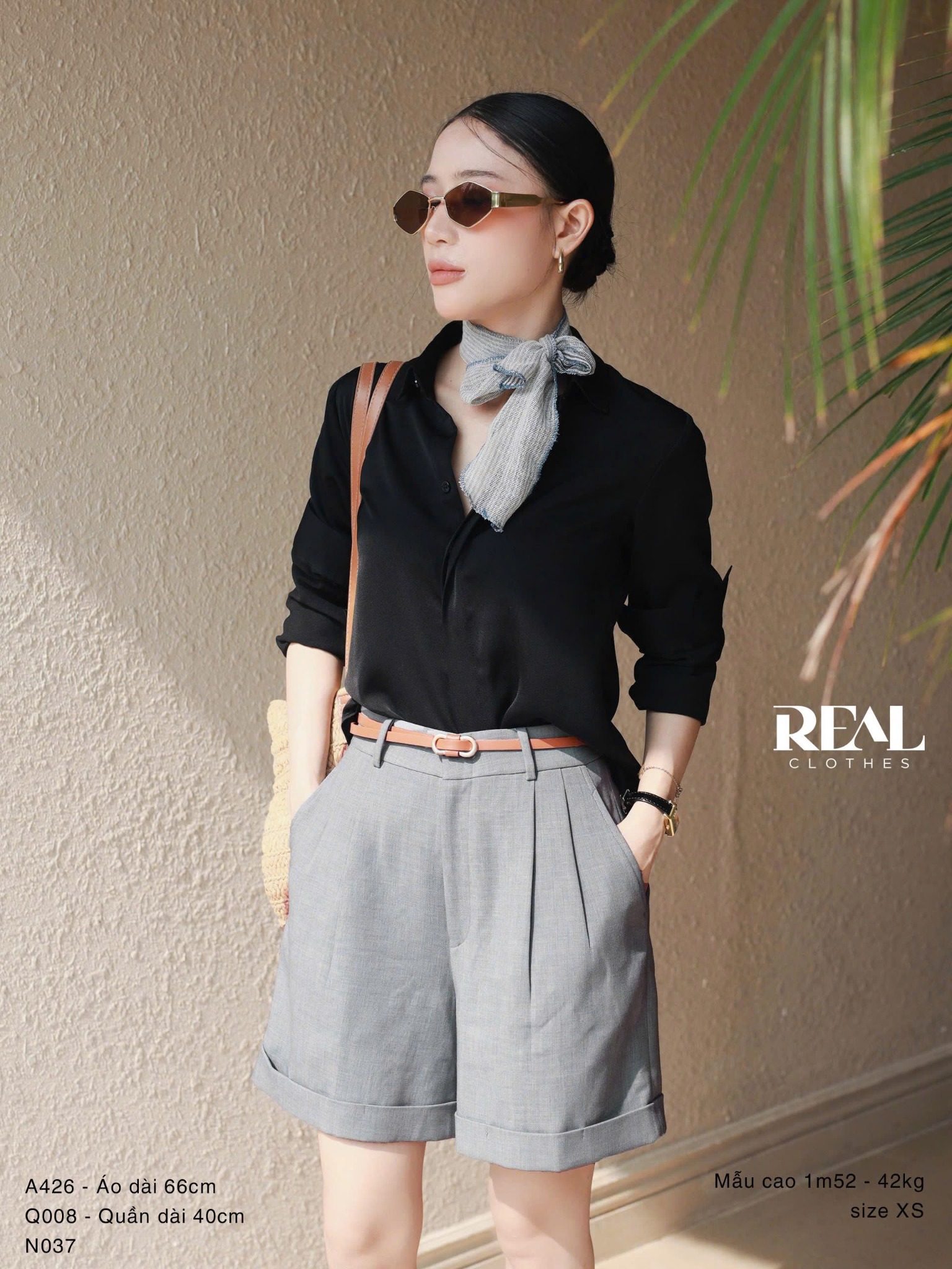 Quần short lật lai xám